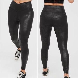 Aerie Offline Crackle Faux Leather Cross Front Leggings XL
